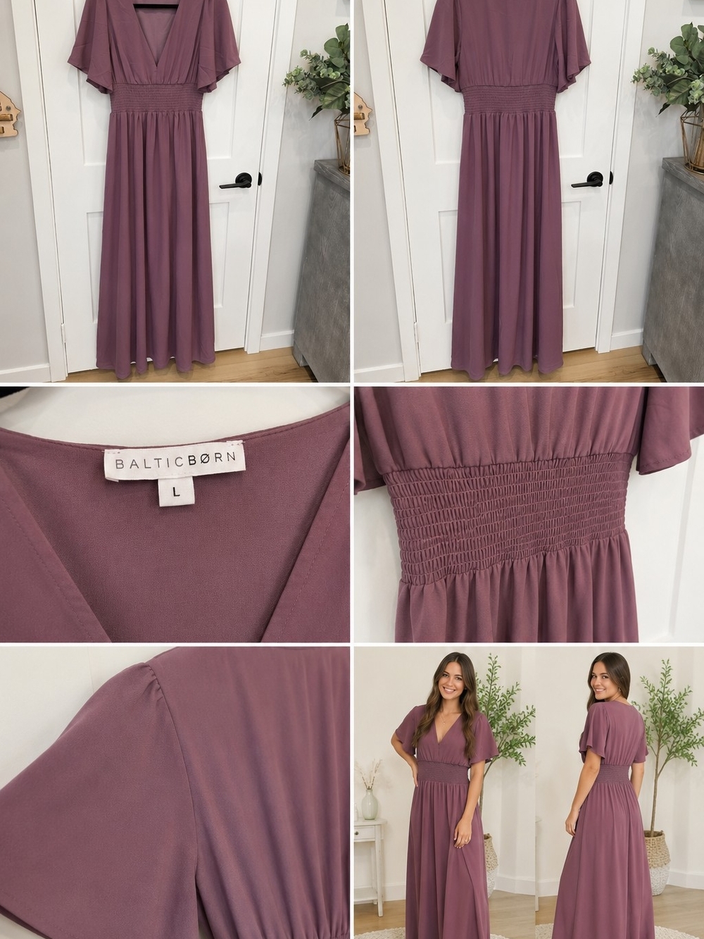 Baltic Born Dusty Mauve Flutter Sleeve Maxi Dress - Picture 7 of 7